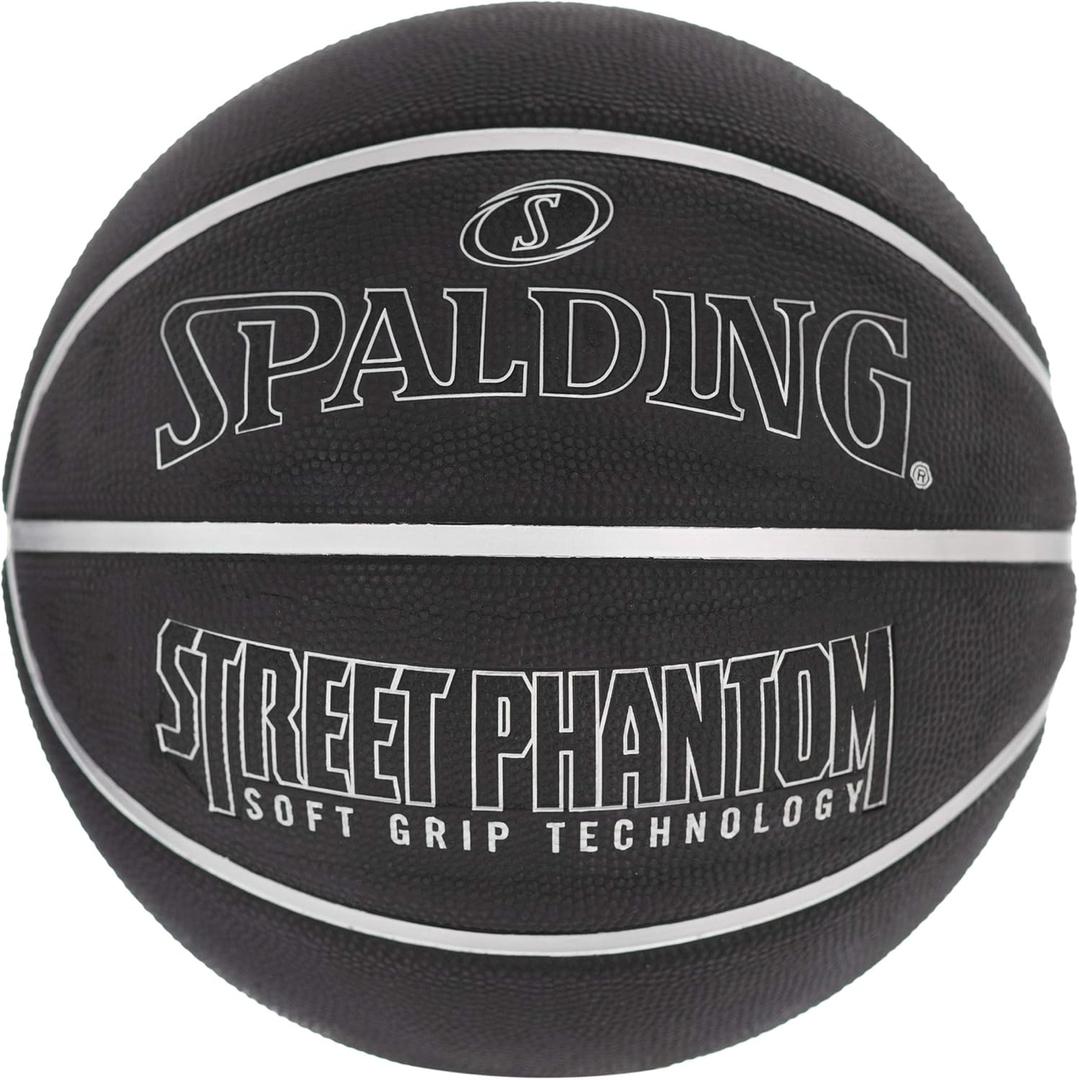 Spalding Outdoor Rubber Basketballs | Performance Rubber Cover Designed for Outdoor Play | Multiple Sizes & Colors (Mini, 22", Lay Up - Street Phantom - Silver/Black)