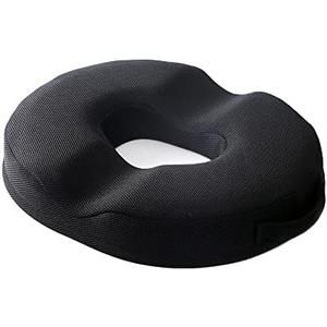 JEMA Orthopedic Donut Pillow for Tailbone Pain Relief - Memory Foam Coccyx Cushion for Sciatica, Pregnancy, Postpartum, Office Chair & Car Seat, Ergonomic Design with Removable Cover (Black)