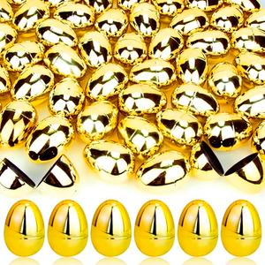 OCTERIC 60 Pcs Shiny Golden Metallic Easter Eggs Bulk, 2.3 ", Fillable Gold Empty Eggs for Fillling Treats, Easter Hunt Basket Suffers Fillers, Easter Theme Party Favors Classroom Prize Supplies