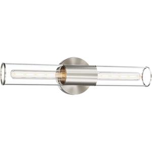 Bathroom Vanity Light Fixture, 2-Light Brushed Nickel Wall Sconce Lighting Fixture with Clear Glass, Indoor E26 Stocket Silver Wall Lamp for Mirror Living Room Hallway(Bulb Not Included) (1 Count (Pack of 1))