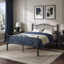 Hunlostten 12 Inch Full Metal Platform Bed Frame with Victorian Headboard