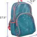 Eastsport Mesh Backpack, College Bookbag, Lightweight See Through for Travel, Swim, Gym, 17.5 Inches, Aqua Haze Sweet Coral