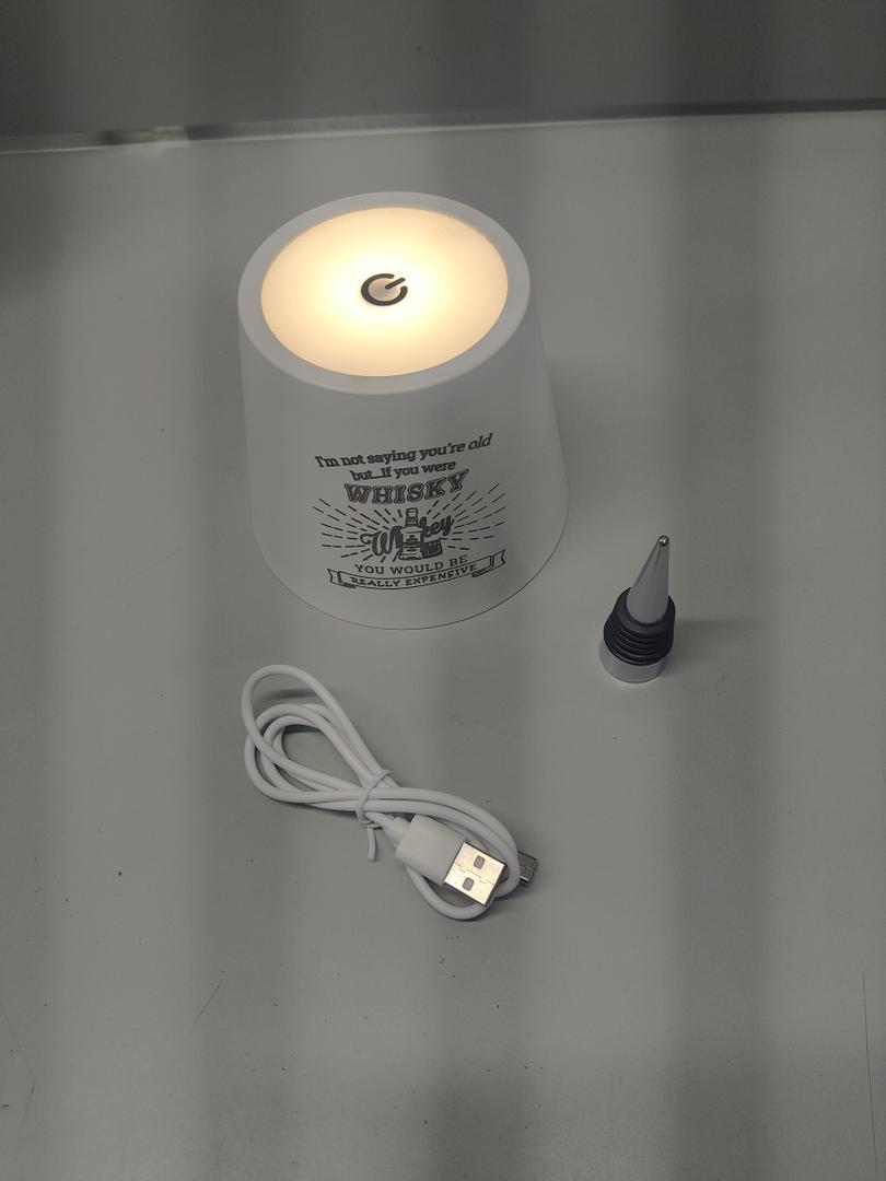 Wine Bottle Lamp for Men, Husband, Boyfriend, Him, Funny Whisky Lover Gifts, Adjustable Brightness 3 Color Wine Bottle Light, Touch Control Rechargeable Lamp for Dining Room Bedroom Bar, White