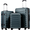 Coolife Luggage Suitcase Carry-on Spinner TSA Lock USB Port Expandable (only 28’’) Lightweight Hardside Luggage (Teal Blue, 3 piece set)
