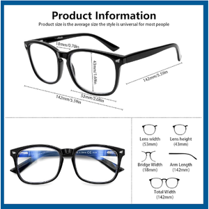 2 Pack Superb Durable Lightweight Progressive Multifocus Reading Glasses Men Women, TR90 Frame Spring Hinge Anti-Blue Light Multifocal Readers Retro No-Line Multifocal Comfort Eyeglasses, 2.5x, Black