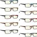 Eyekepper 10 pack Blue Light Blocking Reading Glasses Computer Readers for Women +0.00