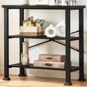 HOMBAZAAR 3 Tier Bookshelf,Black Industrial Book Shelf,Engineered Wood and Metal Small Bookcases,Low Shelf Bookcase for Living Room,Office,Bedroom and Kitchen