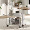 STARLATTA 3 Tier Rolling Cart with Lockable Wheels, Clear Acrylic Utility Trolley with Handle, Heavy-Duty Storage Organizer for Kitchen Bathroom Nursery Laundry - Snack Book Craft Organizer (Clear)