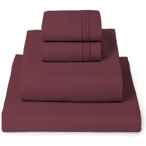 Mellanni Queen Sheets Set - 4 PC Iconic Collection Bedding - Hotel Luxury, Extra Soft, Cooling Bed Sheets - Wrinkle, Fade, Stain Resistant (Queen, Burgundy)
