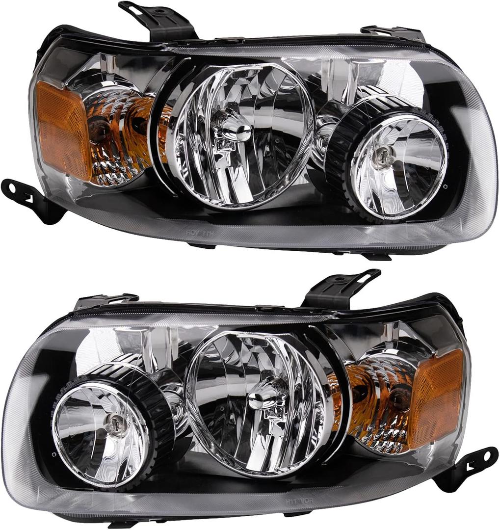TRQ 2 Piece Headlight Assembly Set Driver & Passenger Side Compatible with Ford Escape 2005-2007 FO2518102 FO2519102 5L8Z 13008FC 5L8Z 13008FD 7L8Z13008A 7L8Z13008D