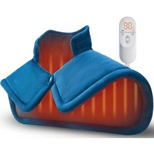 Heating Pad for Neck Shoulders Back, Weighted Heated Wrap, Electric Neck Shoulder Heating Pads 6 Heat Settings 4 Auto-Off,Mothers Day Gifts for Mom, Anniversary Birthday Gifts for Women Men Dad, Blue