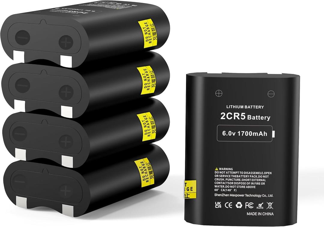 5-Pack 6V 2CR5 Battery,Lithium Photo Battery Replaces 2CR5, DL245, DL2CR5, DL345, DL345A, EL2CR5, EL2CR5BP, EOS 1V, KL2CR5, KL2CR5-1, PR2CR5, RL2CR5, RL2CR5-1No Charging Allowed