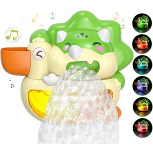 Lehoo Castle Bath Bubble Machine, Light Up Musical Bubble Bath Toys for Toddlers 1-3 Automatic Bubble Maker for Bathtub Dinosaur Toys for Bath, 15 cm x 20 cm x 18 cm