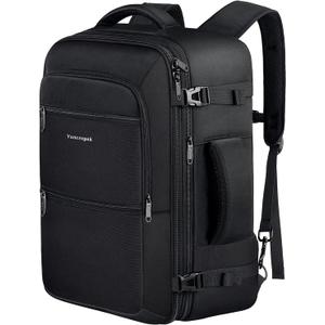Vancropak Carry On Backpack, 45L Expandable Extra Large Travel Backpack, Flight Approved Water Resistant Luggage Suitcase Daypack, Lightweight Business Overnight Weekender Bag for Men & Women, Black