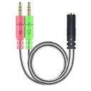 MillSO Headset Adapter 3.3 Feet 3.5mm Audio Jack Y Cable Headphone Adapter 1x 3.5mm Female to 2X 3.5mm Male Headset Adapter for DoubleJacks PC