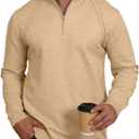 Mens Fashion Knit Pullover Sweater Quarter Zip Long Sleeve Mock Neck Ribbed Sweater (XXL)