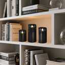 Battery Operated Pillar Candles, 3 Pack Black Flickering LED Candles with Remote and Timer, Indoor & Outdoor Flameless Candles, 15-Day Runtime