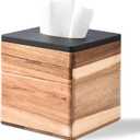 Tissue Box Cover Square, Acacia Wood Tissue Box Holder for Bathroom Bedroom Dinner Table Office, Modern Farmhouse Style Cube Tissue Box