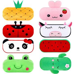 16 Pcs Cute Cartoon Pencil Cases Bulk Zipper Animal and Fruit Plush Pencil Pouch Boxes Japanses Kawaii Stationery Bag, Back to School First Day of School Supplies