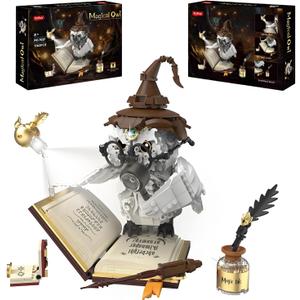 Sosuy Ideas Magic World Building Blocks Set, 1162+PCS Creative Owl Bird Animal Model Building Bricks Set with Light Effect, Collectible Toys Gifts for Kids Boys Girls Fans Aged 8+