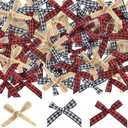 120pcs Mini Bow, Buffalo Plaid Bows for Craft Red and Black Checkered Gingham Ribbon Farmhouse Home Decoration for Christmas Tree Gift Decorations Thanksgiving Home Decoration Gift DIY Making