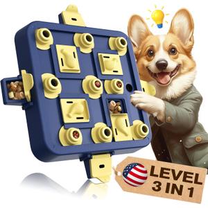 KADTC Dog Chess Puzzle Toy Level 3 in 1 for Small/Medium/Large Dogs Smart Mind Stimulating Game Puppy Brain Stimulation Cognitive Enrichment Toys Keep Them Busy Boredom Interactive Treat Food Puzzles (Blue)