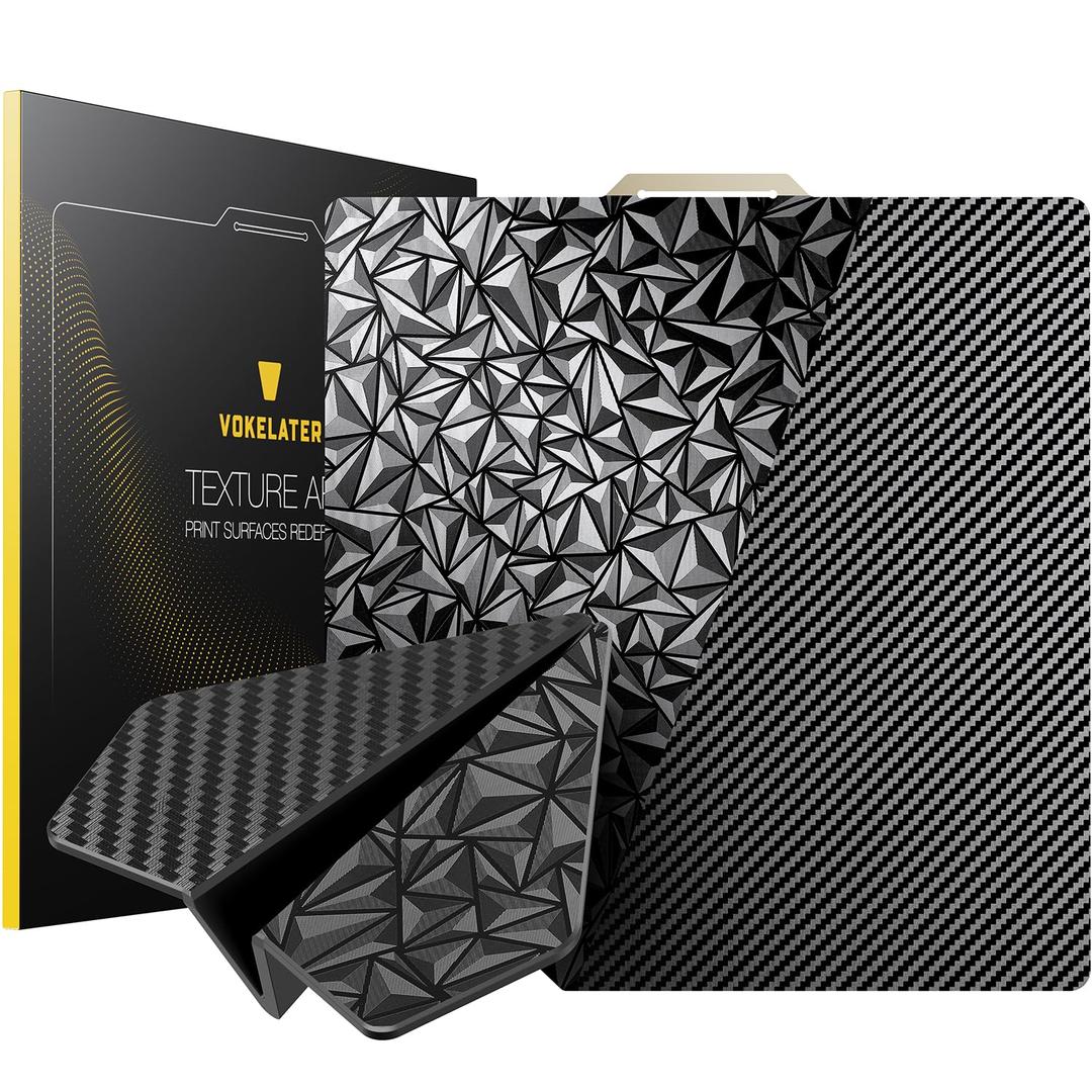 3D Printer Build Plate for Bambu Lab X1 X1C X1E P1P P1S A1, 3D Printer Accessories PET+PEO Dual Texture 257x257mm, Flexible Spring Steel Hot Bed Platform Sheet (Pet Carbon Fiber + Peo Diamond)