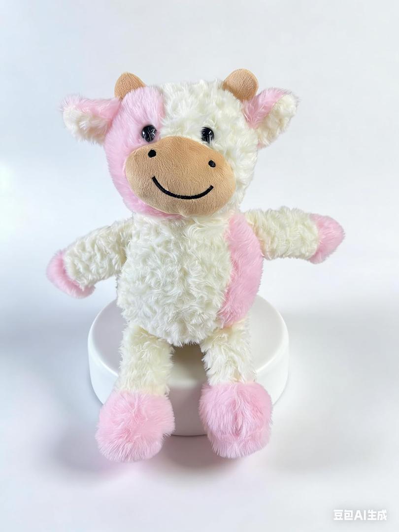 YUKOUQIAN Cow Stuffed Animal Cute Plush Doll Soft Toy Girls Boys 11" Birthdays Christmas Children's Day Halloween Thanksgiving Day(Stand Cow Light Pink)