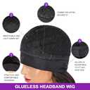 Curly Headband Wigs for Black Women Loose Wave Synthetic Wig Wear and Go Glueless Half Wig with Headbands Attached (#1B Black, 16 Inch)