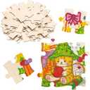 Seenelling 100 Pcs 4x5 Inch Large Blank Wooden Puzzle Pieces for Crafts DIY Make Your Own Puzzle to Draw on Unfinished Large Jigsaw Valentine's Day DIY Arts and Crafts Projects and Gift