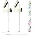 Flip Top Straw Lid for Dr. Brown's Natural Flow Anti-Colic Options+ Wide-Neck Baby Bottles, 2-Count, Cleaning Brush, Food Grade Silicone, BPA-Free, Spill-Proof, Converts to Straw Bottle, 6+ Months