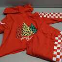 Meikulo Kids 2 Piece Outfits Girls Crop Tops Hoodies Long Sleeve Fashion Sweatshirts and Sweatpants (7-8 Years, Xmas-red)