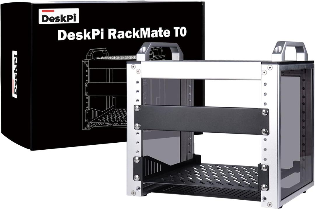 GeeekPi 4U Server Cabinet, 10 inch Mini Server Rack for Network, Servers, Audio, and Video Equipment, DeskPi RackMate T0 Rackmount, 7.87 inch Depth (Silver)