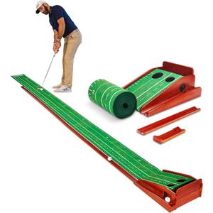 PERFECT PRACTICE XL Putting Mat  15.5 ft Indoor Golf Putting Green w/ 2 Holes - Putting mat for Indoors and Outdoors Practice - Golf Training Aid for Home - Golf Accessories and Gifts for Men