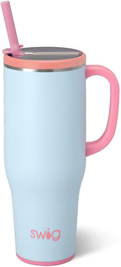 Swig Life 40oz Leakproof Mega Mug, 40oz Tumbler with Handle and Straw, Extra Large Insulated Tumblers, Cup Holder Friendly Travel Mug (Sea Breeze)