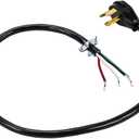 Whirlpool PT600L Genuine OEM 4-Prong 30-Amp Power Cord For Electric Dryers 6 Feet Black replaces 33002441, 3390602, 3392394, 687396, 694276, W10830963