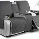 VANSOFY Loveseat Recliner Cover with Console 100% Waterproof Sofa Slipcovers Non-Slip Reclining Couch Cover Split Sofa Covers Furniture Protector for Pets, Dogs(Charcoal Gray) (2 Seater+Console)