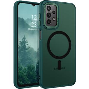 GUAGUA for Samsung Galaxy A23 Case Compatible with MagSafe Magnetic Cases Slim Translucent Matte Skin Feeling Shockproof Protective Anti-Scratch Phone Case for Samsung Galaxy A23 5G/4G, Green