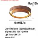 Modern Dimmable Iron LED Flush Mount Ceiling Light ,3000-6000K With Remote Control Ceiling Lamp,Close To Ceiling Light Fixtures For Living Room, Foyer, Kitchen, Bedroom, Hallway (Walnut color, Small), 40 cm Diameter, 14 cm Height