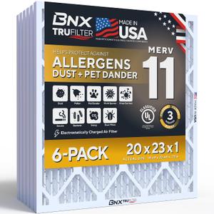BNX TruFilter 20x23x1 Air Filter MERV 11 Allergy, Dust & Pet Defense 6-Pack