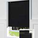 No Drill Blinds for Windows 1" Vinyl L-Shaped Slats Cordless Mini Blinds for Home, for Window Size 25" W  48" H Black
