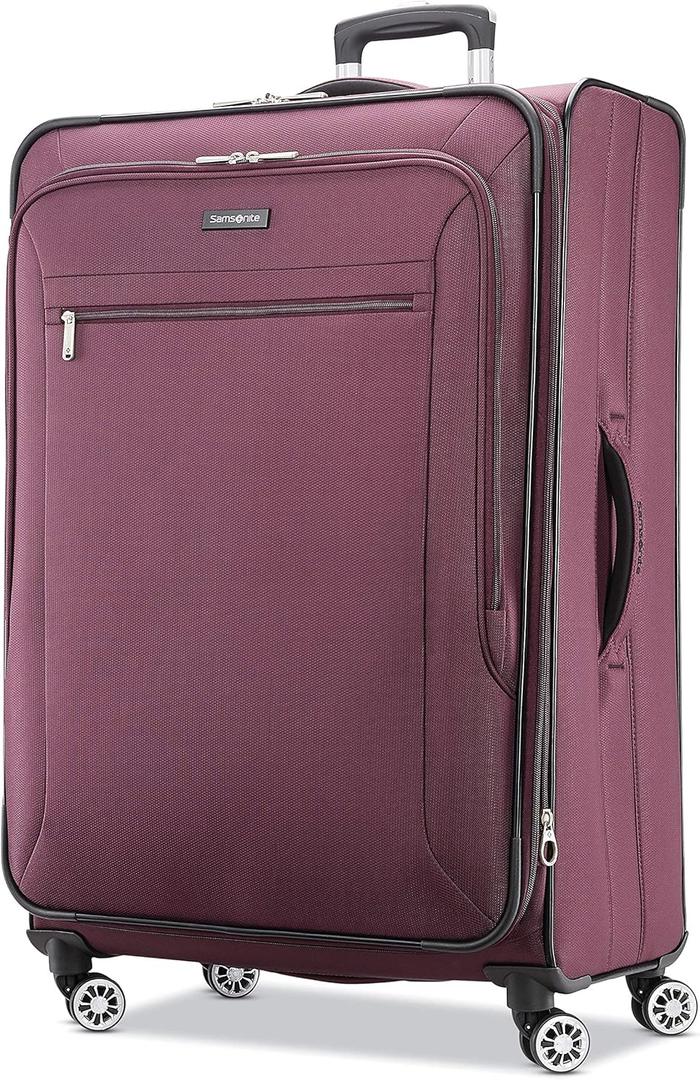Samsonite Ascella X Softside Expandable Luggage with Spinner Wheels, Plum, Checked-Large 29-Inch