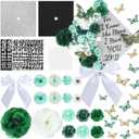 Naozinebi 55 Pcs Green DIY Graduation Cap Decorations Faux Assorted Flowers Green Bows 3D Butterfly Stickers Glitter Alphabet Letter Number Decals for DIY Hat Grad Cap Topper Graduation Party Supplies