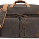 CoolBELL Laptop Messenger Bag Vintage Shoulder Bag Convertible Backpack Retro Briefcase Versatile Travel Bag Fits 17.3 Inch Laptop For Men Business (Waxed Canvas Brown)