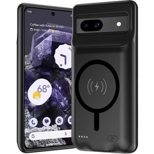 Battery Case for Pixel 8a, Upgraded 10000mAh Battery Pack Rechargeable Charger Case with Wireless Charging Compatible for Pixel 8a (6.1 inch) External Charging Cover(Black)