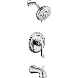 ELLO&ALLO Shower Faucet Set with Valve, Single Handle Tub and Shower Faucet Combo Set, Chrome (Valve Included)