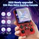 R36MAX Retro Handheld Game Console, 4.0 inch Retro Gaming Console with 64GB Memory, Portable Retro Video Games Console, 4000mAh Battery, Support 30+ Emulators, Transparent Red