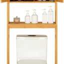 VIAGDO Over The Toilet Storage Cabinet, Tall Bathroom Cabinet Organizer with Cupboard and Adjustable Shelves, Freestanding Toilet Shelf Space Saver Rack Stand for Laundry Room, Balcony, Bamboo