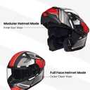 ILM Adult Motorcycle Helmet Dual Visor Flip up Modular Full Face Helmet DOT Model WS206 (Redblack,Medium)