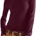 GRECERELLE Waffle Knit Tops for Women Long Sleeve Shirts Casual Tight Fitted Y2K Tops, S
